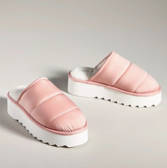 Anthropologie Maeve Puffy Platform Slippers Pink Women's Small 6-7 - Picture 1 of 11
